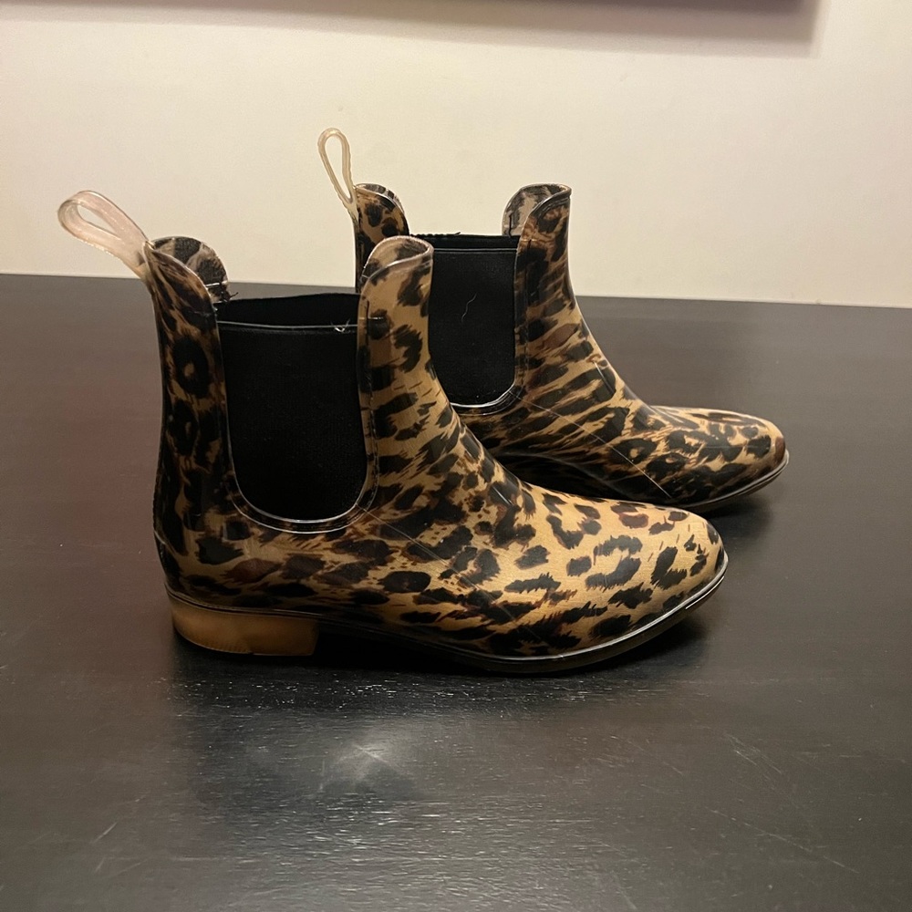 J. Crew Leopard Rain Booties Size 8.5